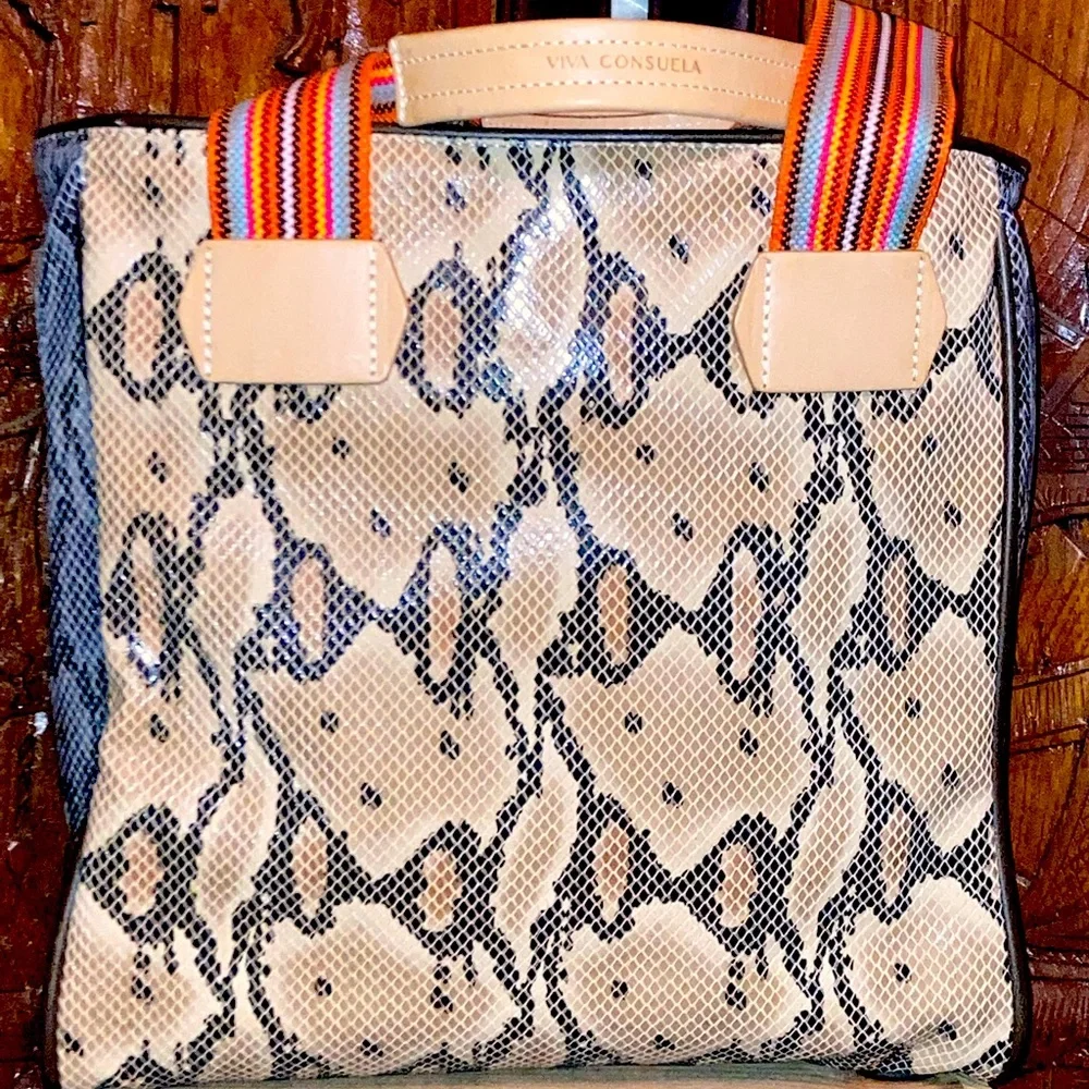 Consuela Leather trim snakeskin print tote bag - Picture 9 of 12